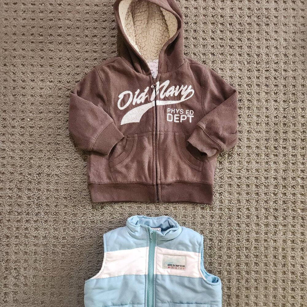 Bundle# 1 (2 Pcs for $7), 18-24 Mo Old Navy Jacket + Baby Works Vest Puffer